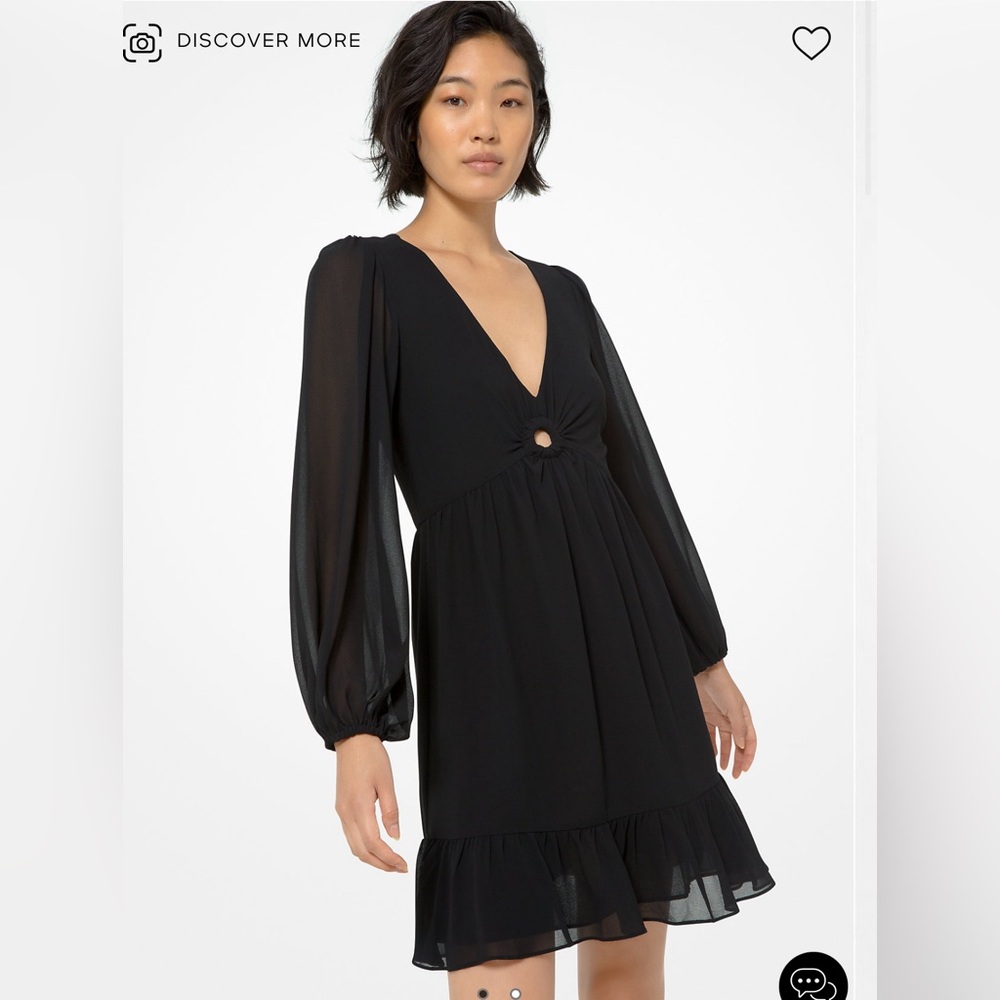 Michael Kors Ring-Detailed Georgette Dress